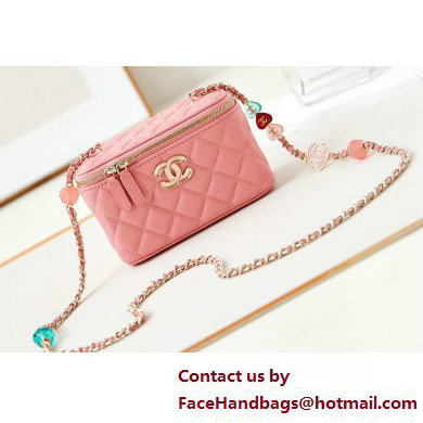 Chanel Lambskin, Resin  &  Gold-Tone Metal Clutch with Chain Bag AP3213 Coral Pink 2025